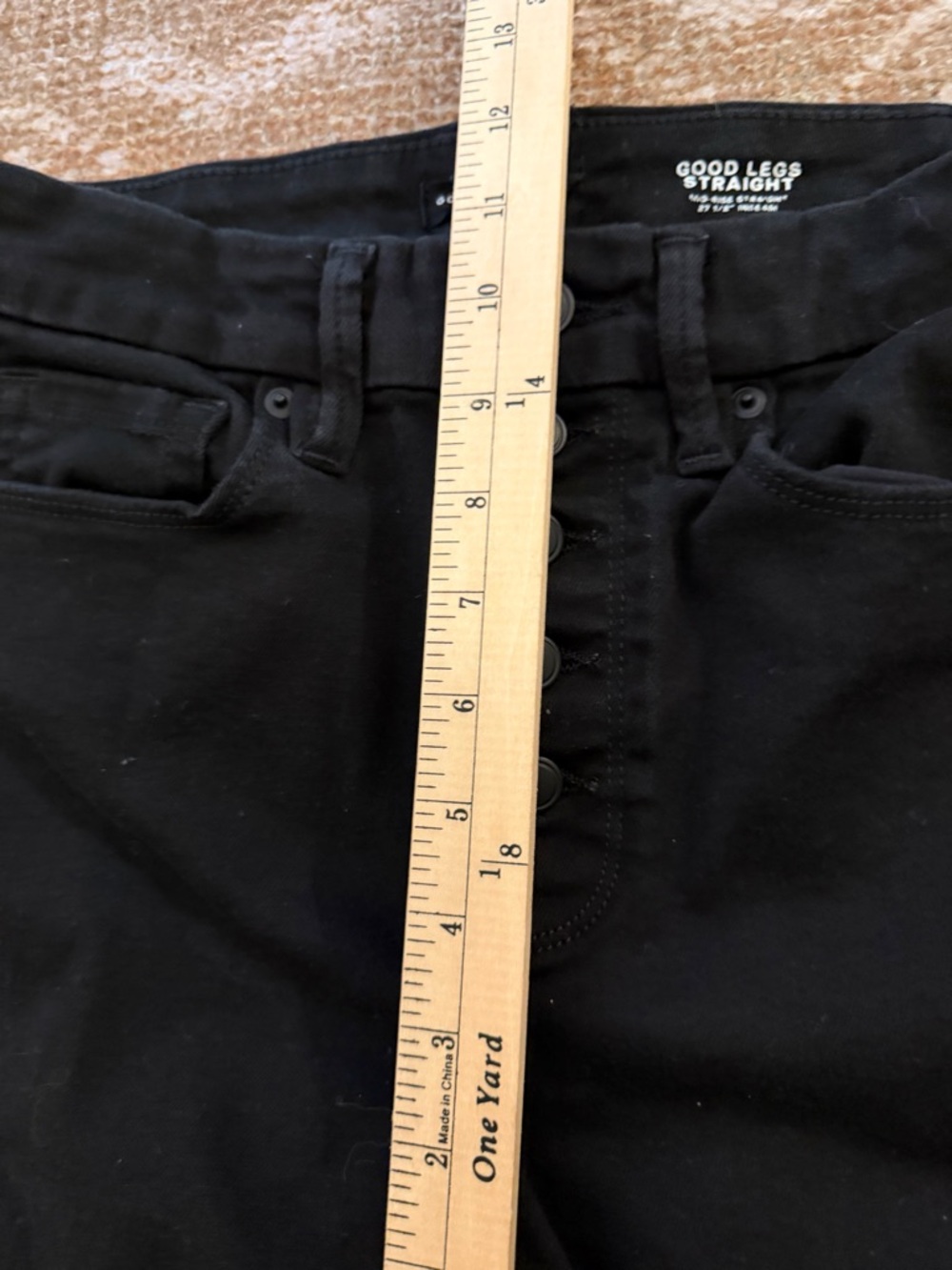 Good American Good Legs Straight Black Ankle Jeans with Button Fly - Picture 4 of 7
